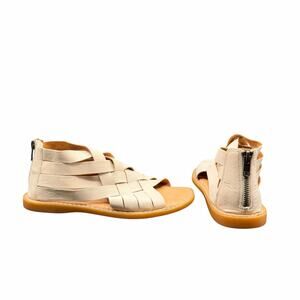 Born Leather Woven Gladiator Sandals Women’s 8 M Zip Back cream